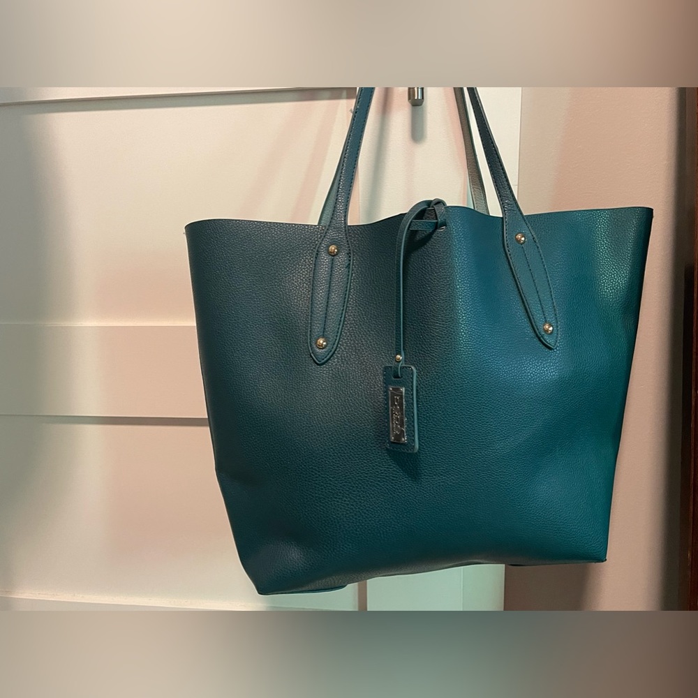 bebe Teal Pebbled Leather Tote